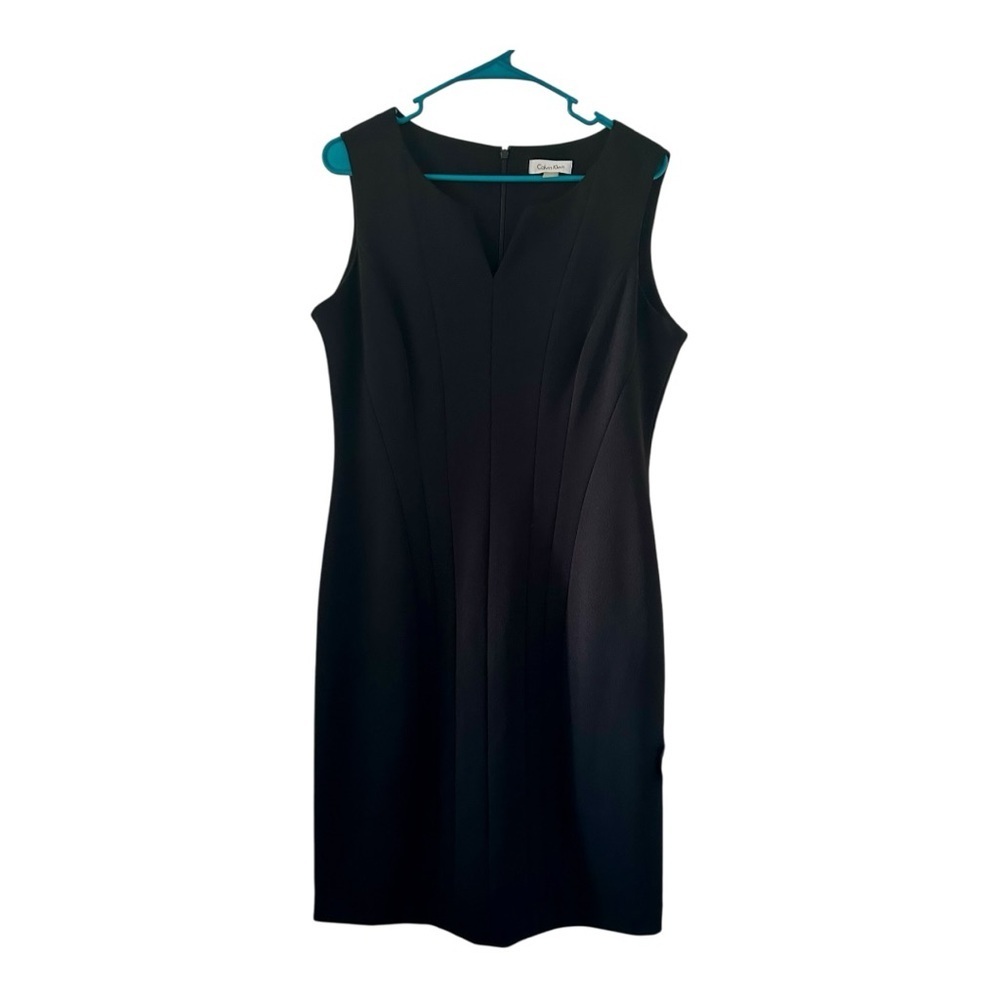 Calvin Klein Women’s Split Neck Sleeveless Elegant Black Dress Size 12